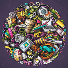 Obraz premium Cartoon cute doodles design illustration