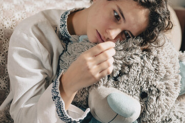 Sad teenage girl in emotional burnout