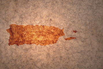 map of puerto rico on a old vintage crack paper background