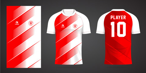 red white sports shirt jersey design template