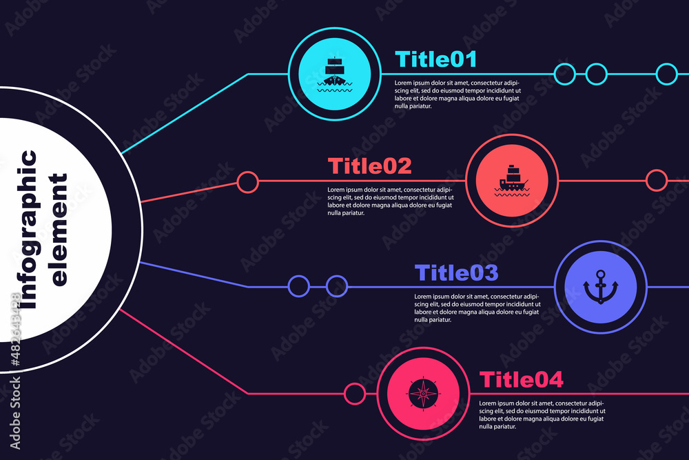 Canvas Prints set ship, , anchor and wind rose. business infographic template. vector