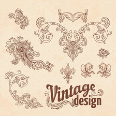 Seamless vintage background brown baroque pattern