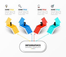 Infographic template with icons and 4 options or steps. Staircase