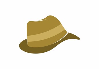 Brown cowboy hat flat illustration