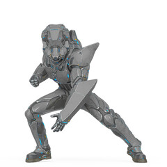 man in an armored nano tech suit is doing a super hero stance pose