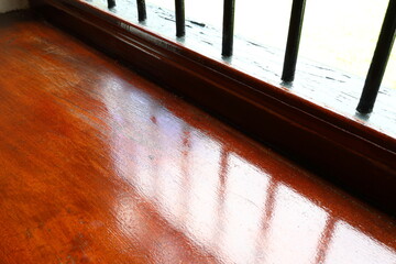 A beautiful solid wood window sill that was installed about 350 years ago.