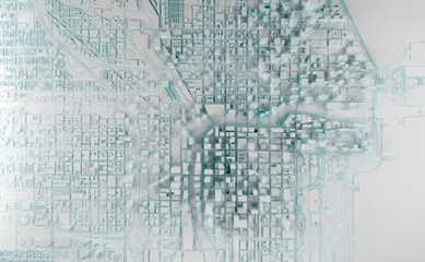 simplified map of the city of Chicago aerial view - obrazy, fototapety, plakaty