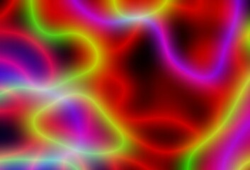 Bright multicolored defocused background. Blurry lines and spots. Neon. Background for the cover of a book, notebook, laptop cover.