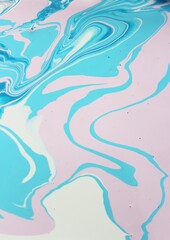 White-pink-blue marble background. Light pastel shades. Acrylic paint spreads freely and creates an interesting pattern. Background for laptop cover, book, notebook, fabric