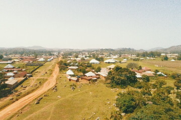 Fototapeta premium Aerial Photo of a typical Northern Nigeria Community