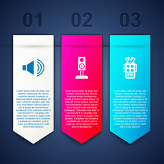 Set Speaker volume, Stereo speaker and Microphone. Business infographic template. Vector