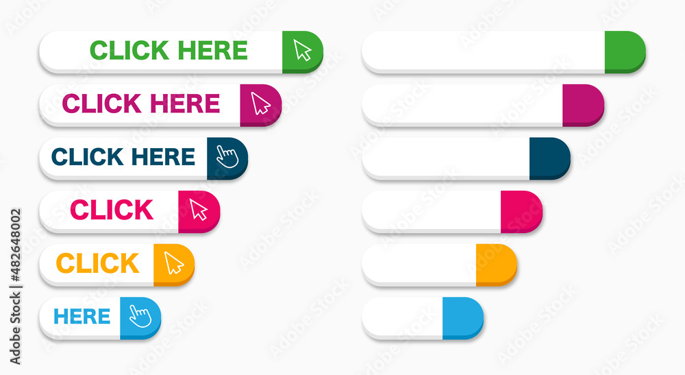 Poster click here vector set icon