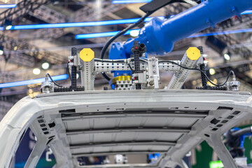 Robot arm working in car factory