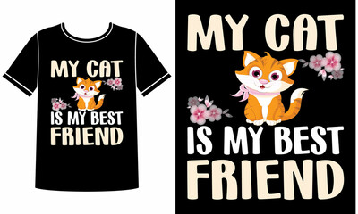 My cat best friend t shirt design concept
