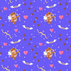 Seamless pattern. Background for Valentine's Day. The image can be printed on fabric, gift bags, etc.