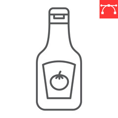 Ketchup line icon, spice and food, ketchup vector icon, vector graphics, editable stroke outline sign, eps 10.