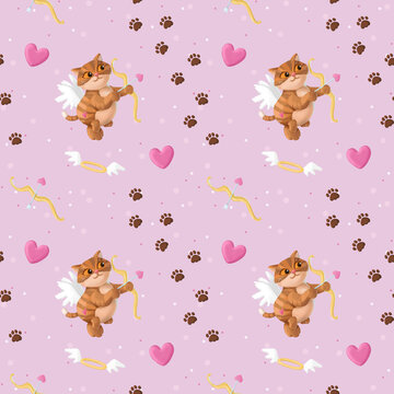 Seamless pattern. Background for Valentine's Day. The image can be printed on fabric, gift bags, etc.