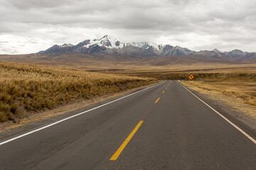 Panoramic image of a road in the Andes of Peru