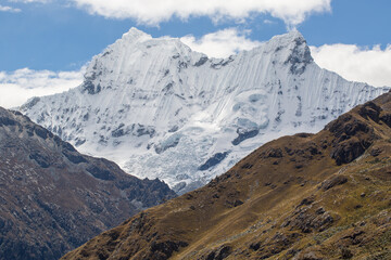 View of the Chacraraju mountain, in the Cordillera Blanca of Ancash, Peru