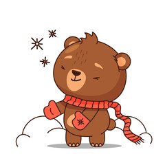 baby bear in red scarf