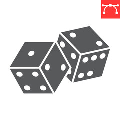Dice glyph icon, fortune and luck, casino dice vector icon, vector graphics, editable stroke solid sign, eps 10.