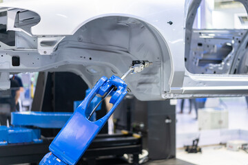 Robot arm working in car factory
