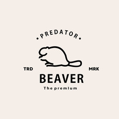 vintage retro hipster beaver logo vector outline monoline art icon © Artoniumw