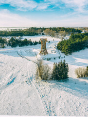 Meteliu look out tower, is a metal structure build between lakes dusia and Metelys in Lithuania