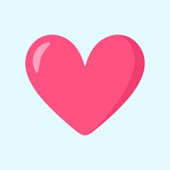 Pink shiny heart icon. Vector heart shape emoticon