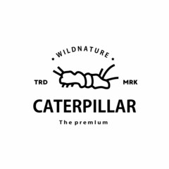 vintage retro hipster caterpillar logo vector outline monoline art icon