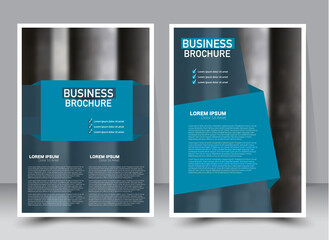 Flyer design template. Annual report cover.  Brochure background. For magazine front page, business, education, presentation. Vector illustration a4 size. Blue color.