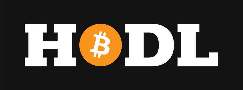 Hodl Bitcoin BTC icon cryptocurrency vector Illustration. Best used for t-shirts, mugs, crypto memes, posters, web design, marketing, bull and bear market trading.