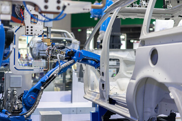 Robot arm working in car factory