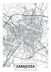 City map Zaragoza, travel vector poster design