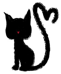 black small cat for valentines cards