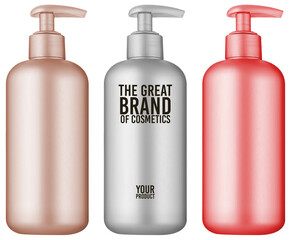 3d render cosmetics bottles mockup