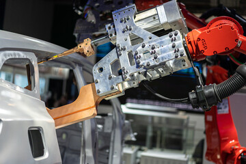 robot arm working in factory