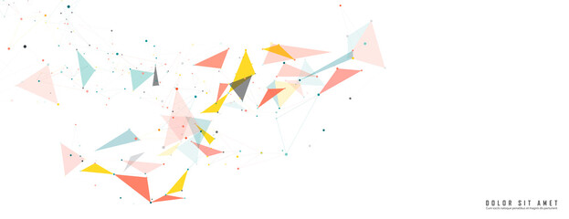 Network connection technology. Vector connect dots and lines. Abstract polygonal design. Color triangle concept