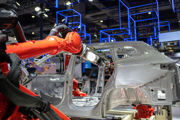 Robot arm working in car factory