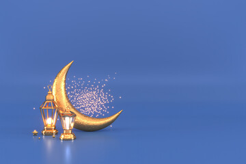 Fototapeta na wymiar Ramadan Kareem Greeting Background Islamic 3d illustrator design