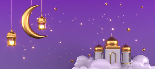 Ramadan Kareem Greeting Background Islamic 3d illustrator design