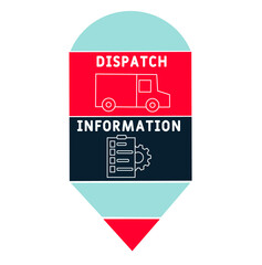 DI - Dispatch Information acronym. business concept background. vector illustration concept with keywords and icons. lettering illustration with icons for web banner, flyer, landing pag