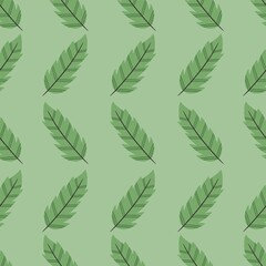 Fototapeta na wymiar simple cute floral pattern - beautiful leaves of a plant on a green background