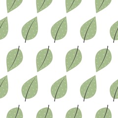 Obraz premium lovely flower pattern - cute green plant leaves on a white background