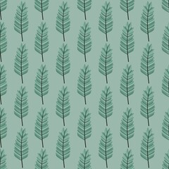 simple cute floral pattern - beautiful leaves of a plant on a green background