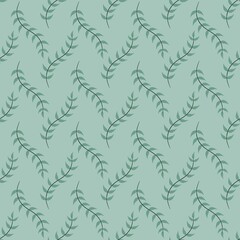 lovely flower pattern - cute plant leaves on a green background
