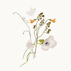 Wild flowers bouquets. Vector illustration.