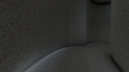 Interior architecture background black corridor 3d render