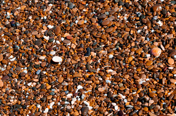 Sea pebble,brown stones background,summer beach stones