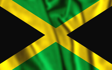 Waving colorful flag of Jamaica. Ruffled Jamaica Flag.